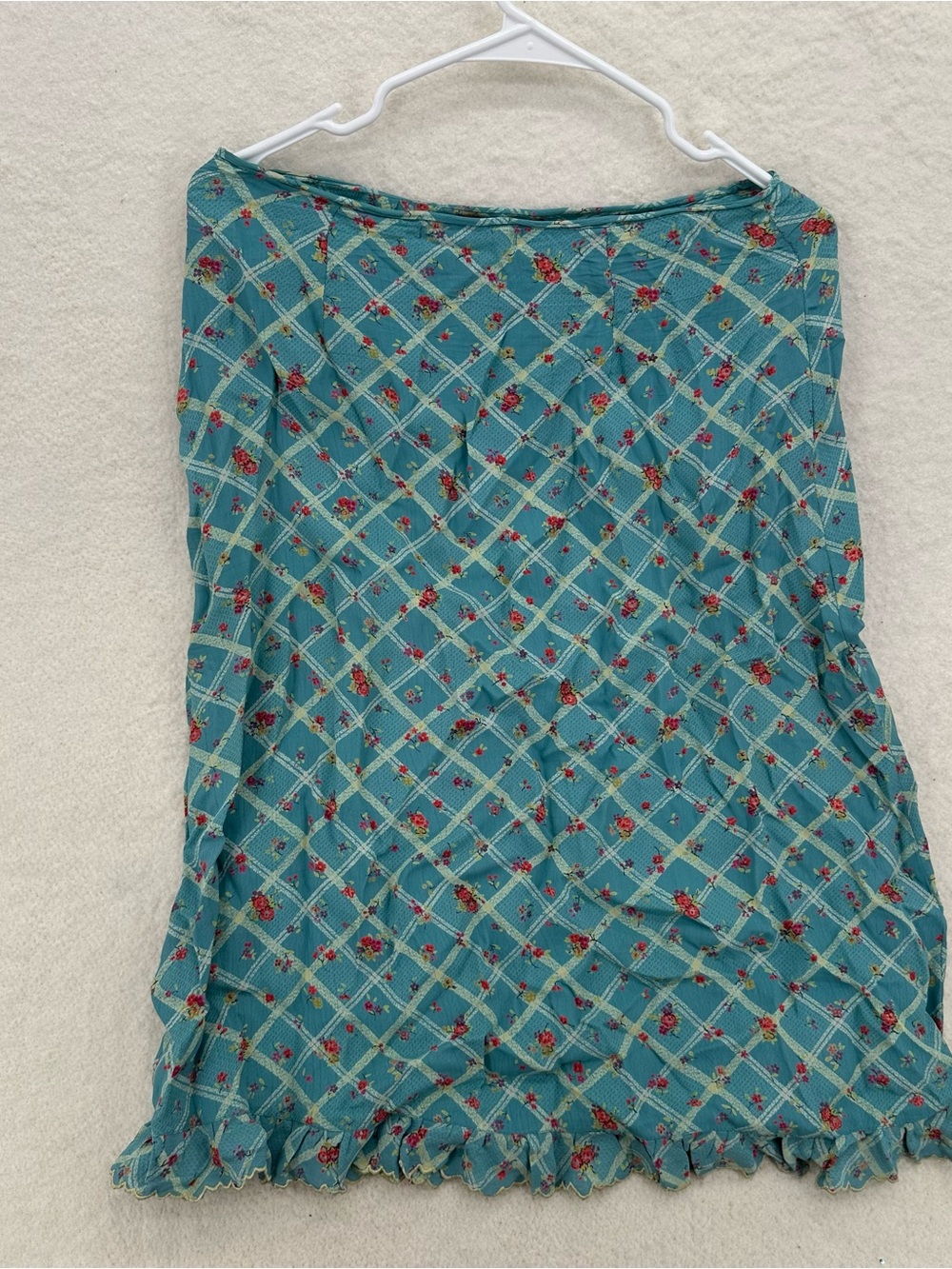 Teal Cottagecore Y2K Free People Floral Midi Skirt - Picture 4 of 8